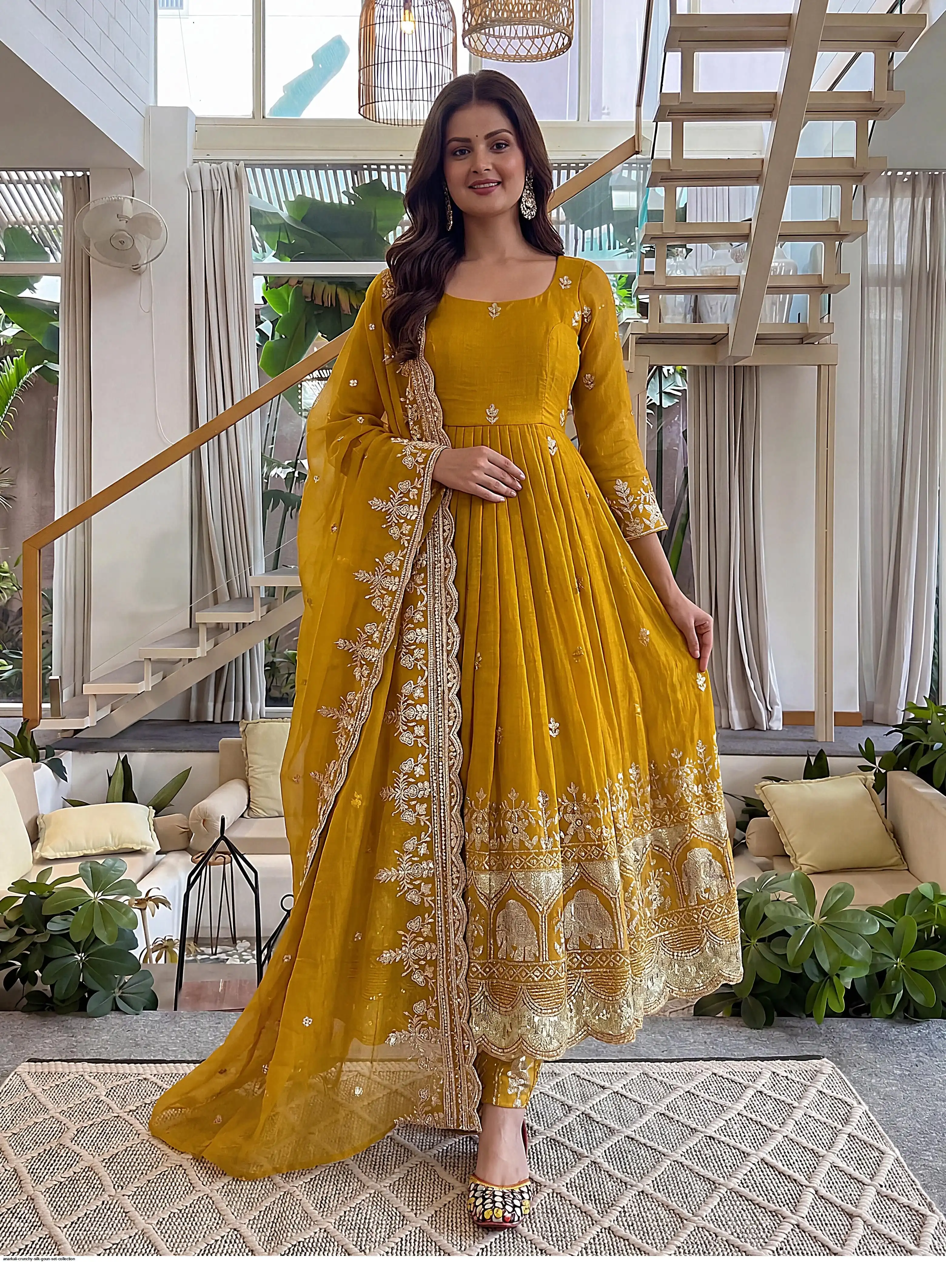ANARKALI CRUNCHY SILK GOUN SET COLLECTION D