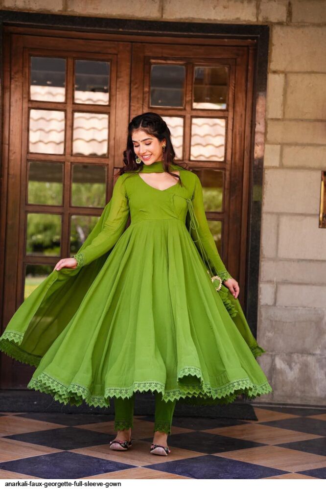 Full Sleeve Georgette Anarkali Kurti, Medium at Rs 375 in Surat | ID:  2849260896055