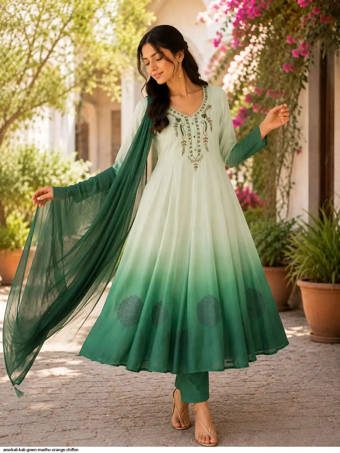 ANARKALI KALI GOWN MADHU ORANGE CHIFFON 2