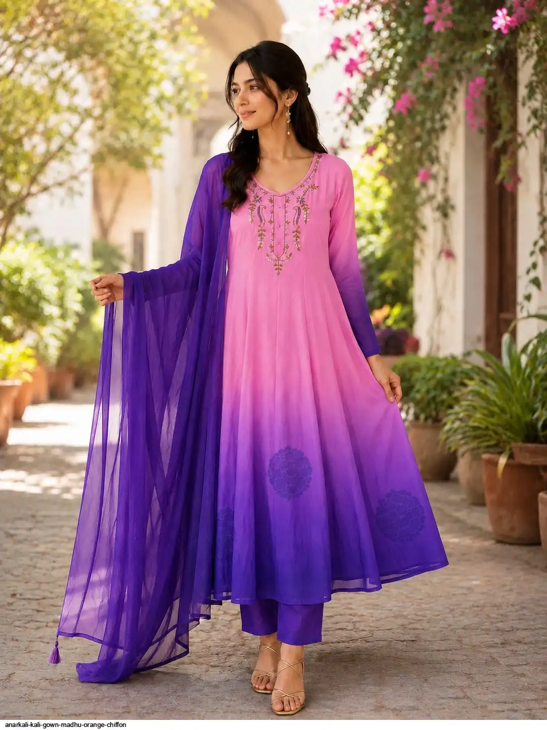 ANARKALI KALI GOWN MADHU ORANGE CHIFFON 3