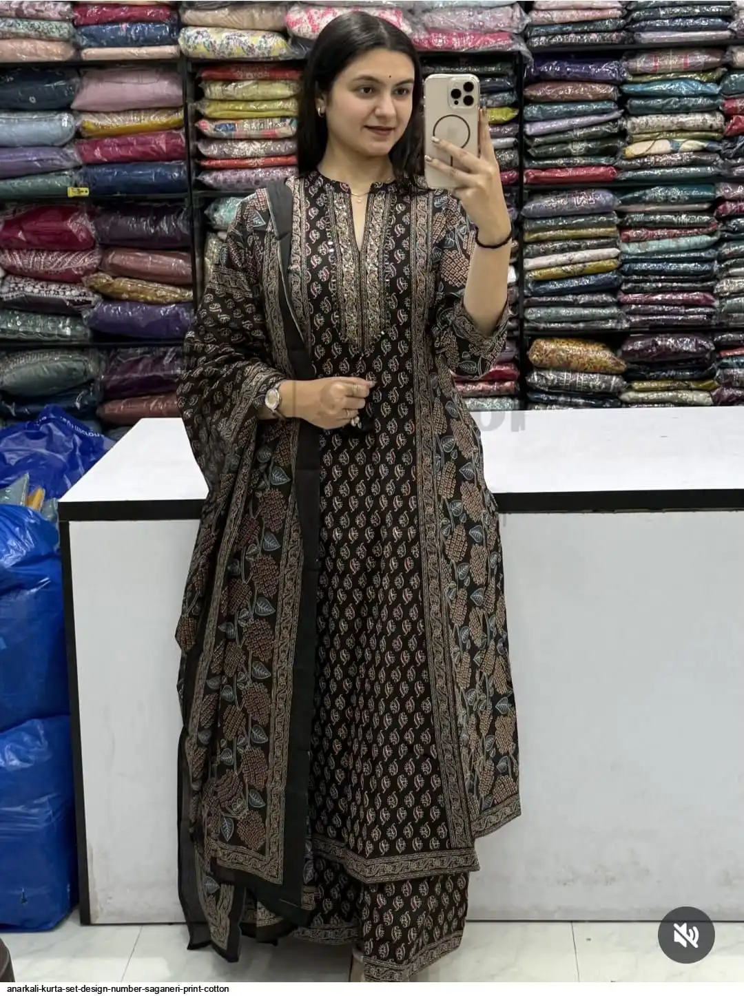 ANARKALI KURTA SET DESIGN NUMBER SAGANERI PRINT COTTON 2