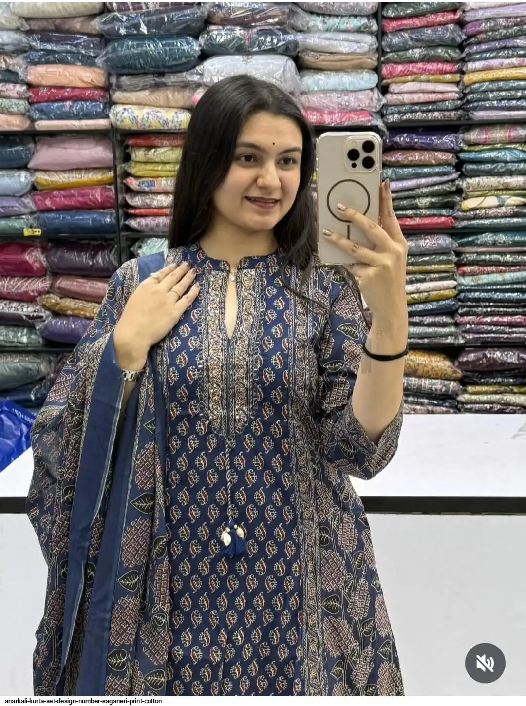 ANARKALI KURTA SET DESIGN NUMBER SAGANERI PRINT COTTON 1