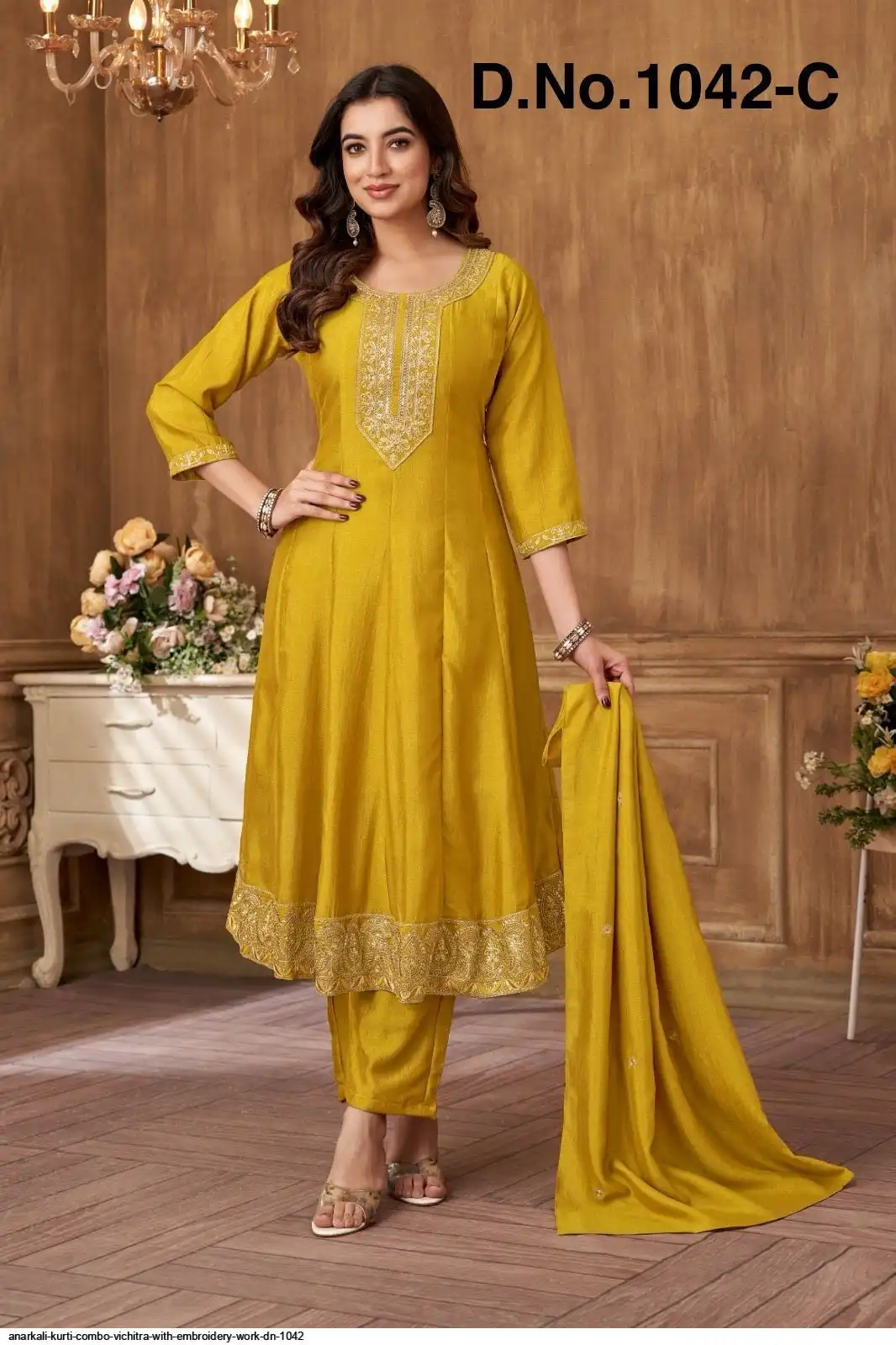 ANARKALI KURTI COMBO VICHITRA WITH EMBROIDERY WORK DN 1042 C