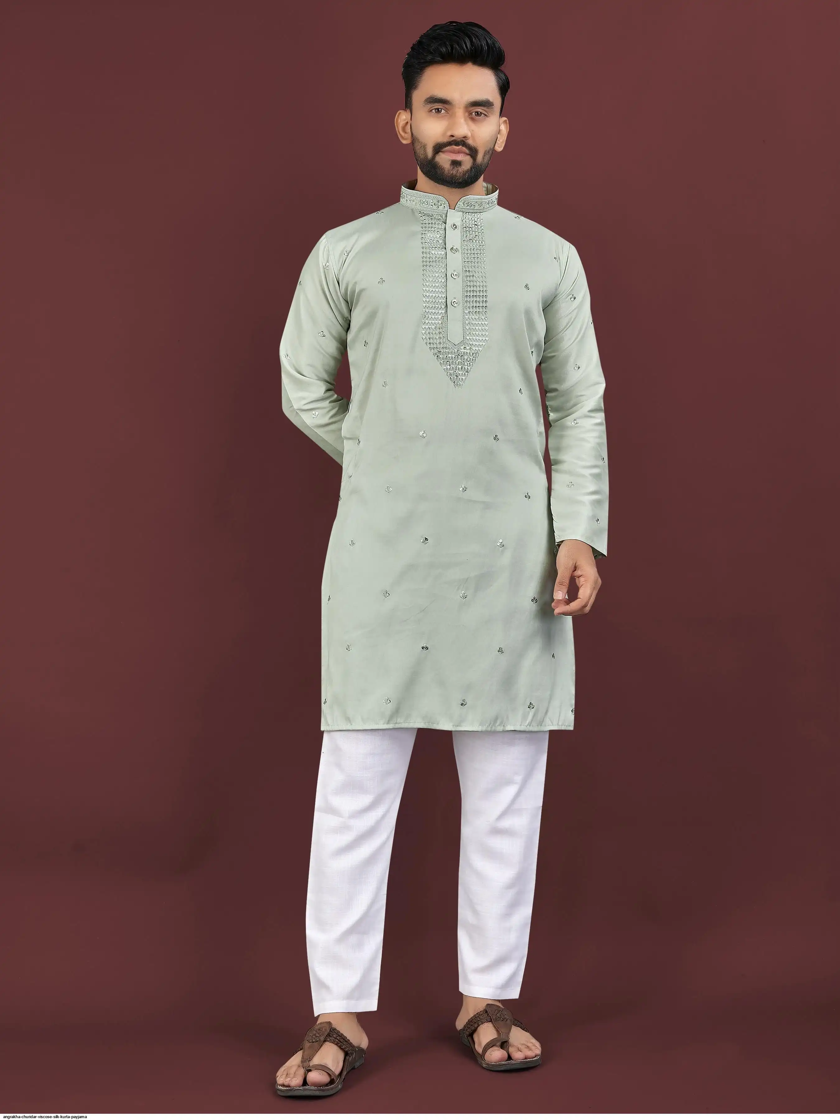 ANGRAKHA CHURIDAR VISCOSE SILK KURTA PAYJAMA 4