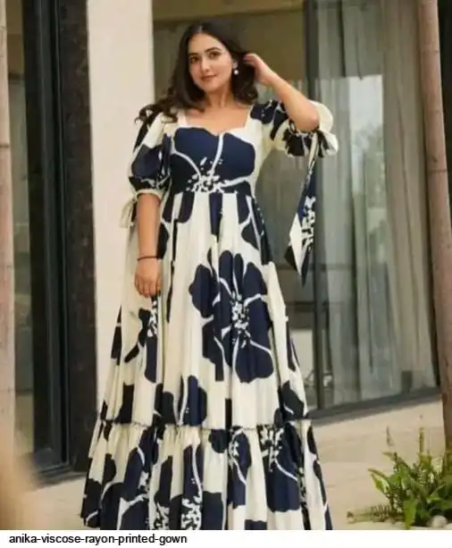 ANIKA VISCOSE RAYON PRINTED GOWN