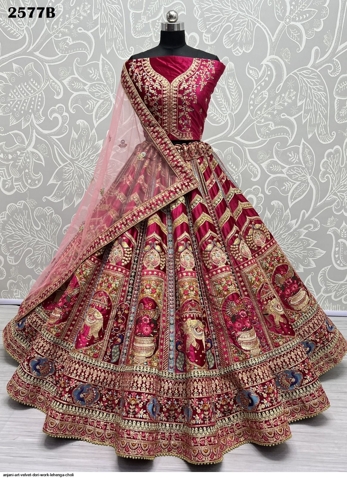 velvet Unstitched Bridal Lehenga Choli, Size: Free Size at Rs 12999 in Surat