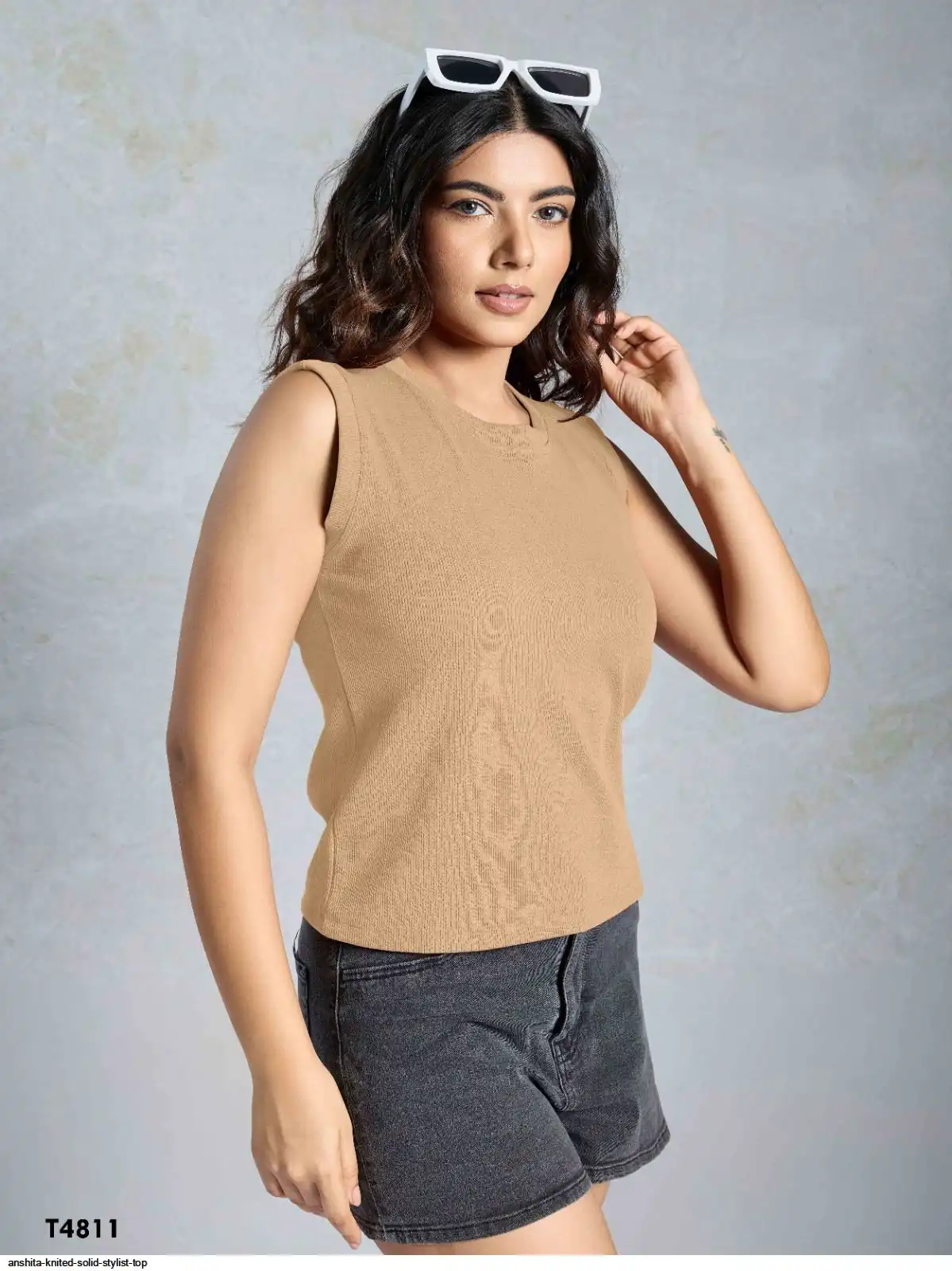 ANSHITA KNITED SOLID STYLIST TOP 4811