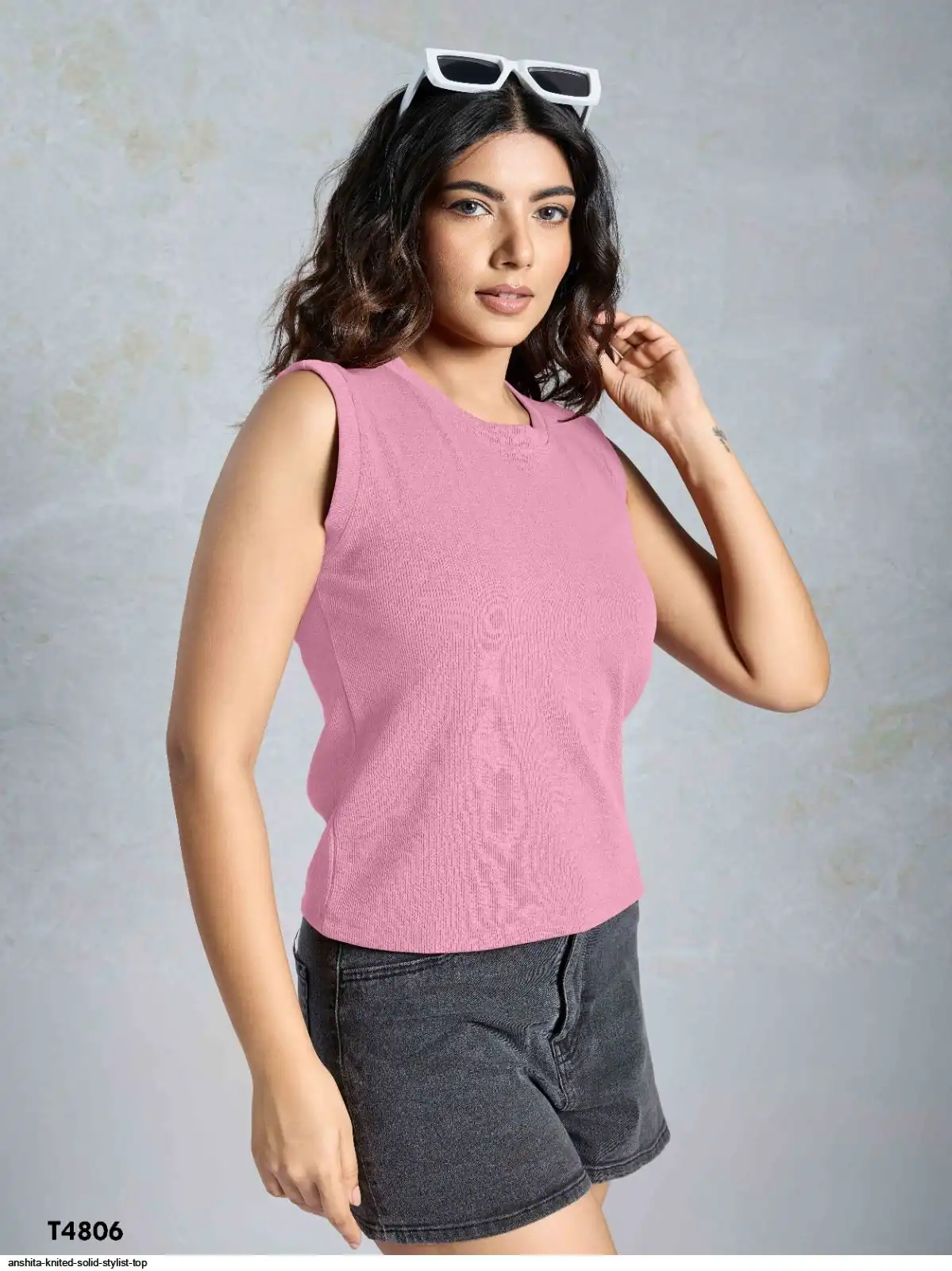 ANSHITA KNITED SOLID STYLIST TOP 4806
