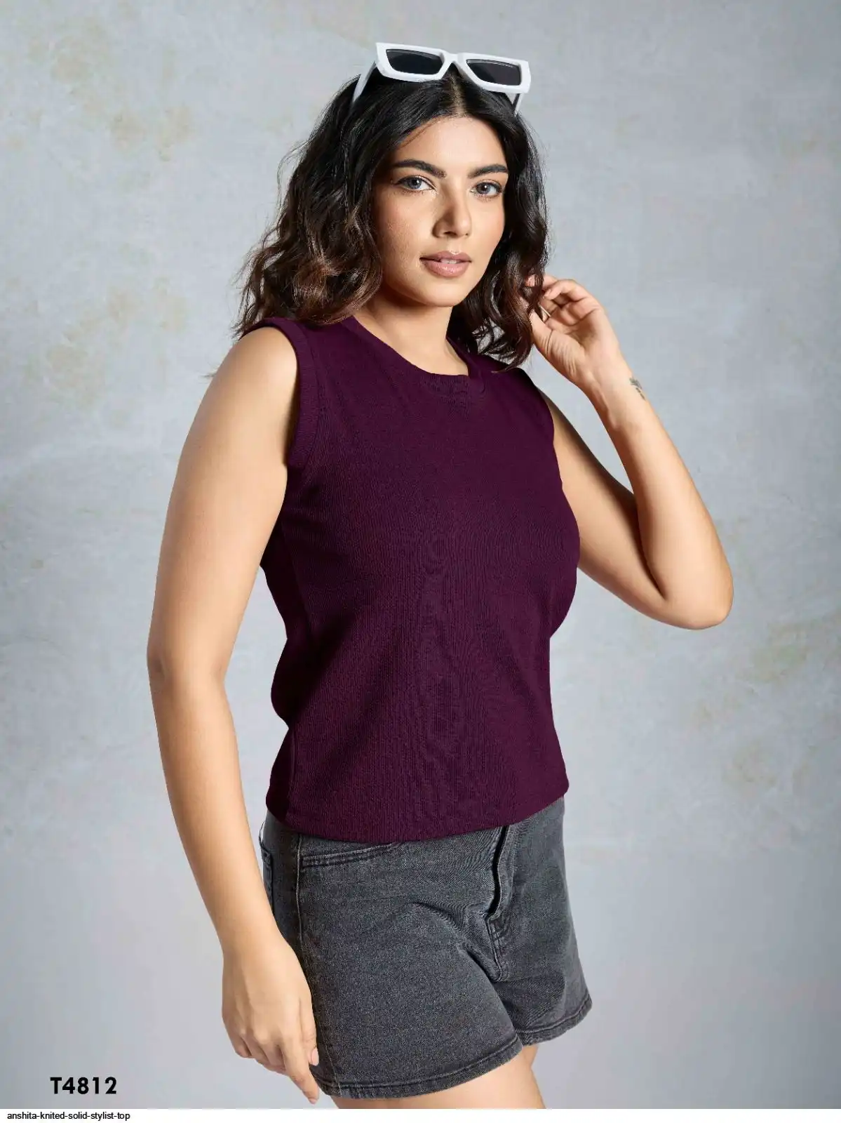 ANSHITA KNITED SOLID STYLIST TOP 4812