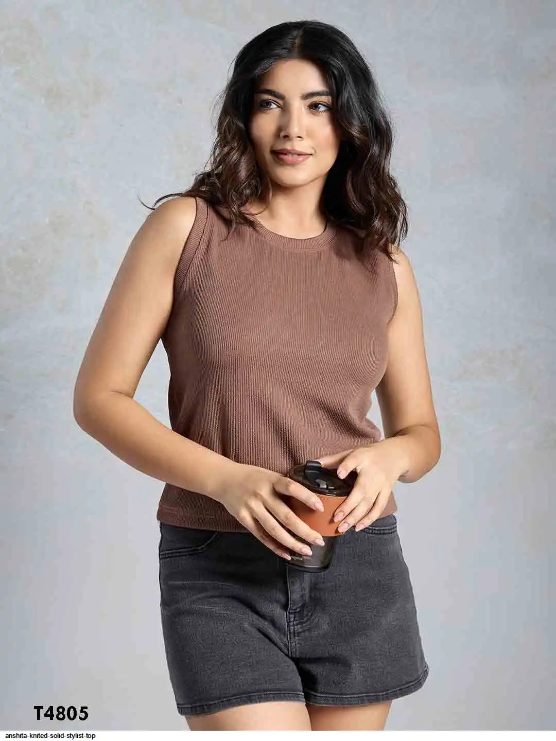 ANSHITA KNITED SOLID STYLIST TOP 4805