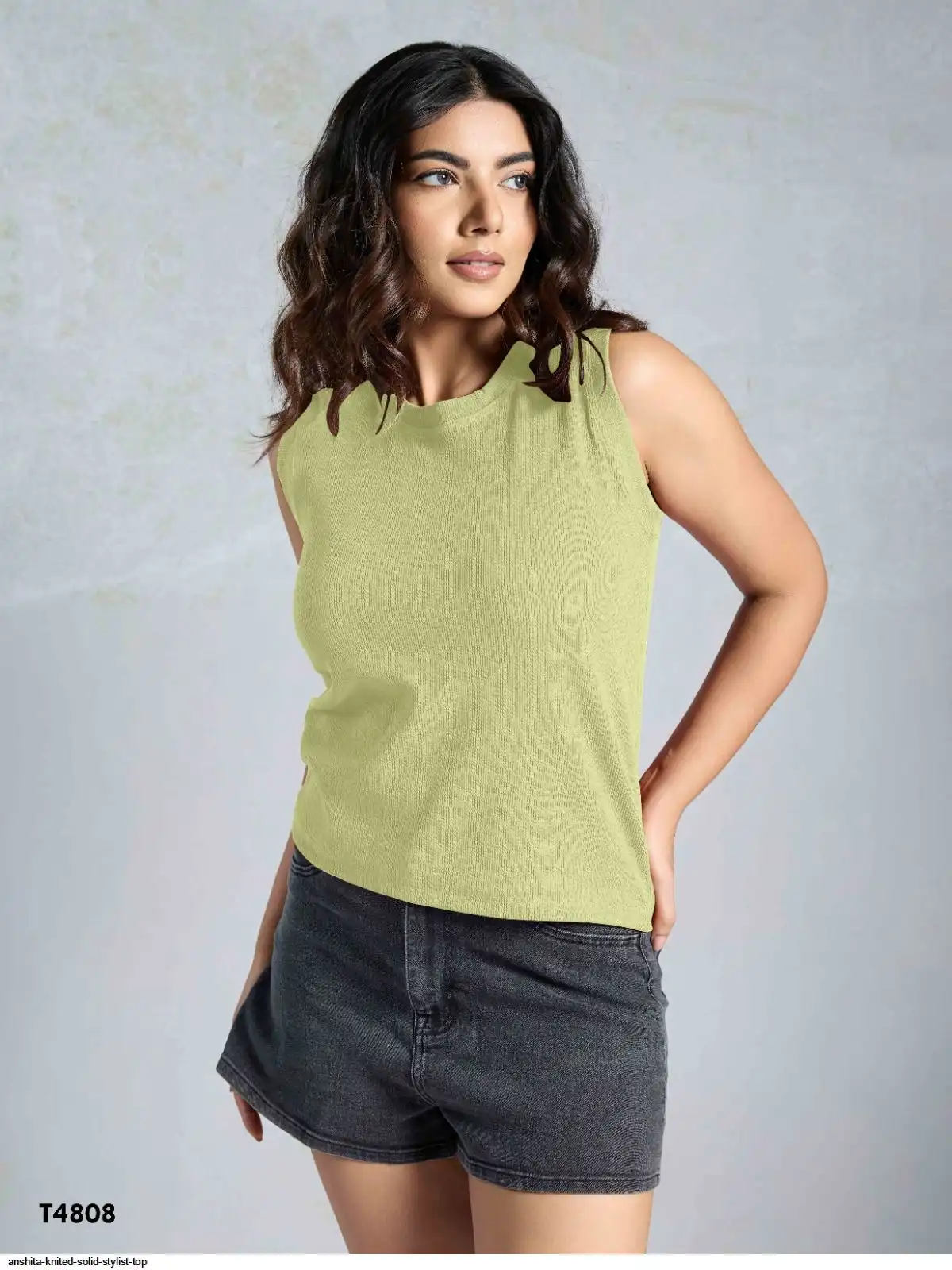 ANSHITA KNITED SOLID STYLIST TOP 4808