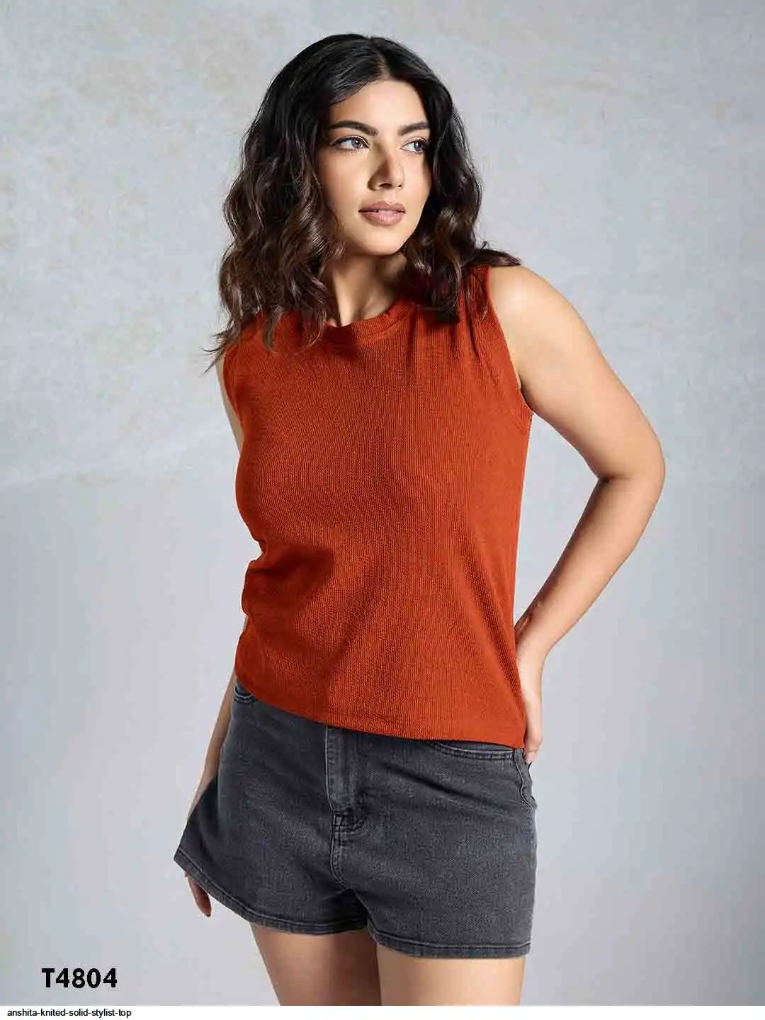 ANSHITA KNITED SOLID STYLIST TOP 4804