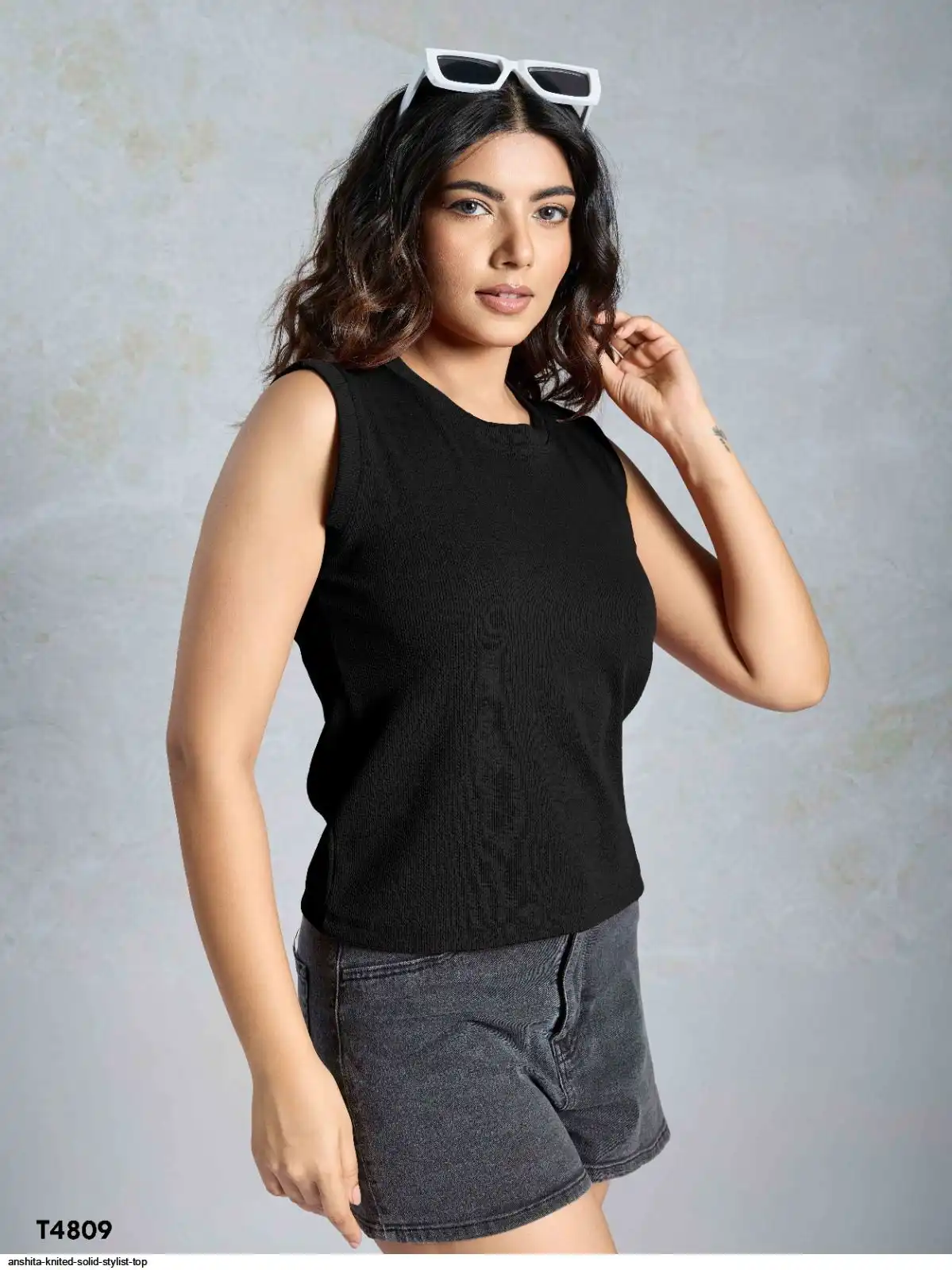 ANSHITA KNITED SOLID STYLIST TOP 4809