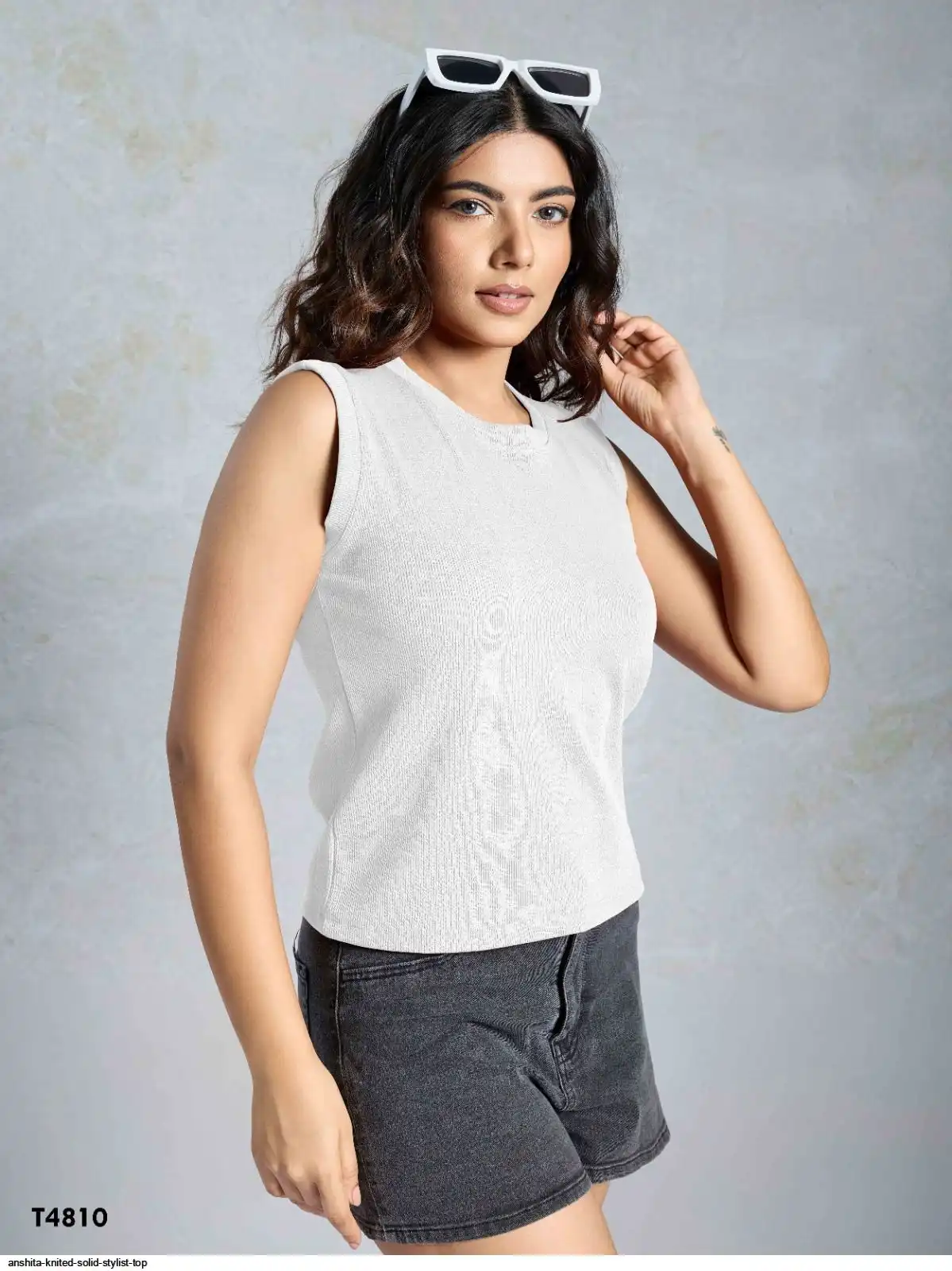ANSHITA KNITED SOLID STYLIST TOP 4810