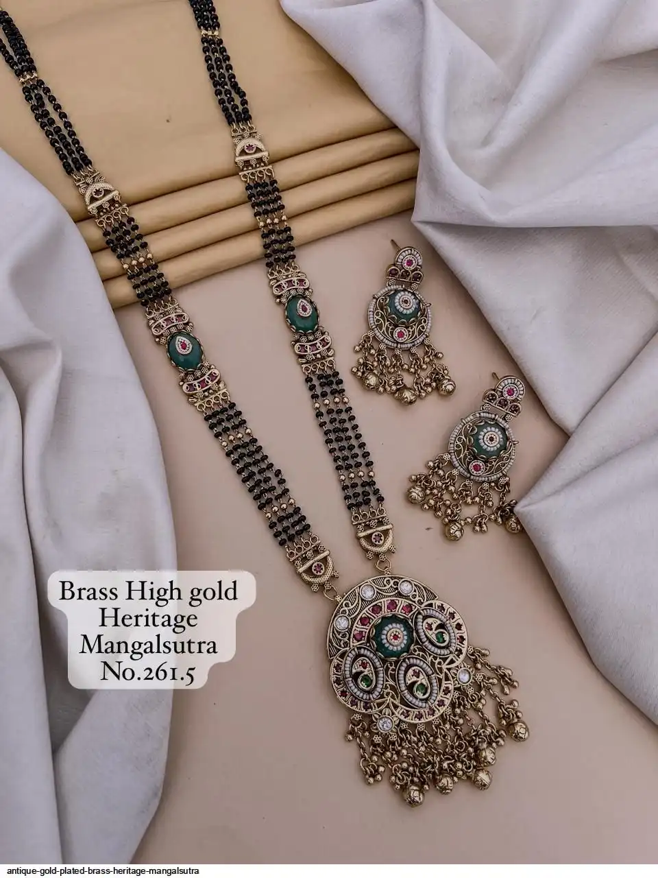 ANTIQUE GOLD PLATED BRASS HERITAGE MANGALSUTRA K