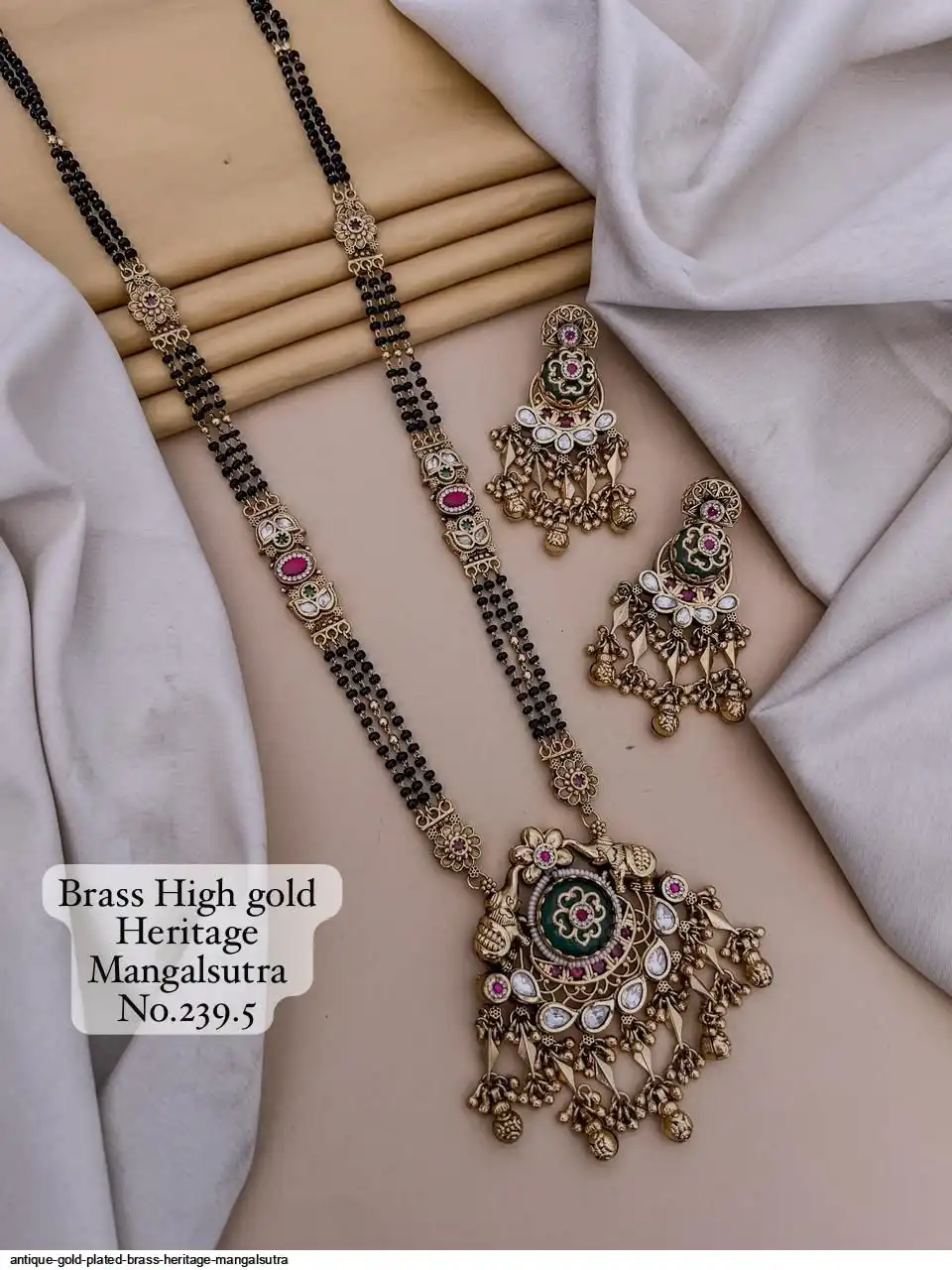 ANTIQUE GOLD PLATED BRASS HERITAGE MANGALSUTRA M