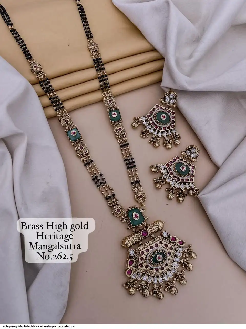 ANTIQUE GOLD PLATED BRASS HERITAGE MANGALSUTRA H
