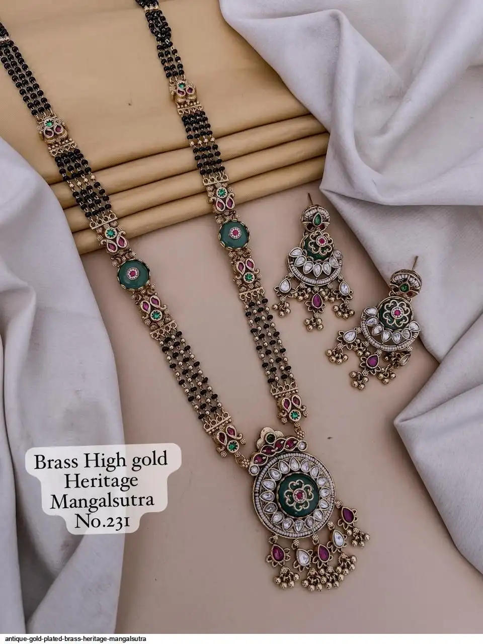 ANTIQUE GOLD PLATED BRASS HERITAGE MANGALSUTRA I