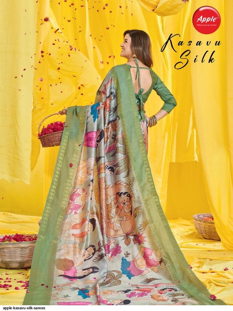 Golden Stripe Kasavu Tissue Saree | HARADHI