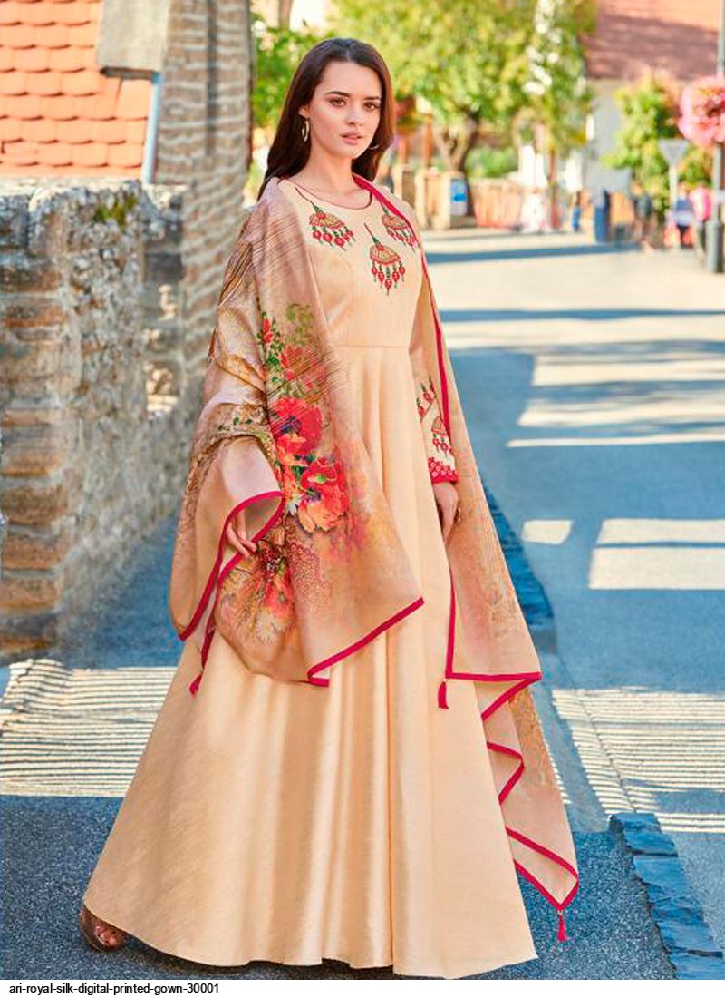 ARI ROYAL SILK DIGITAL PRINTED GOWN 30001