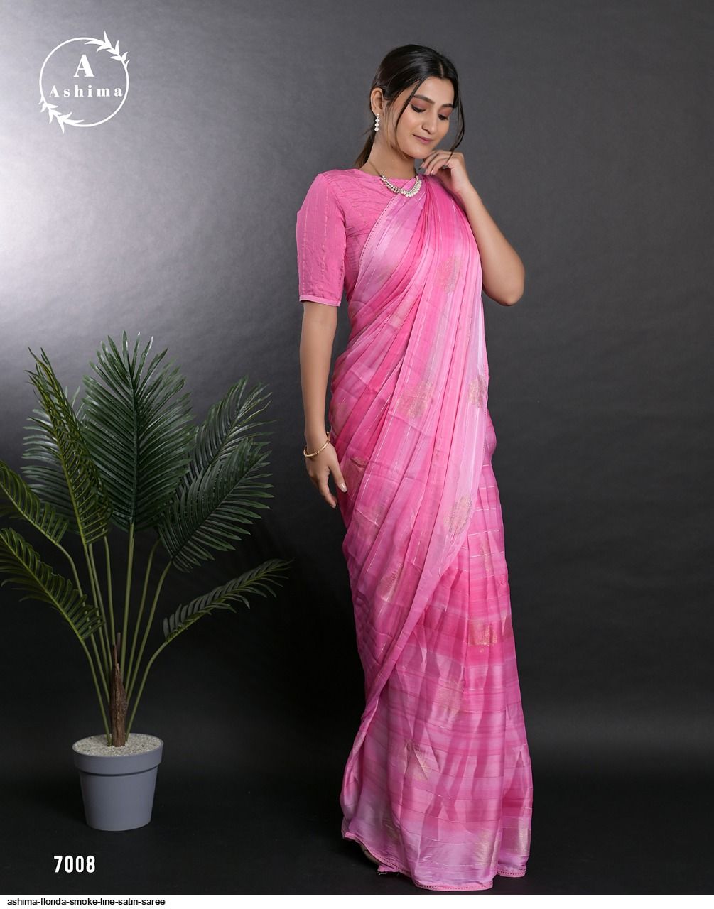 ASHIMA FLORIDA SMOKE line satin saree