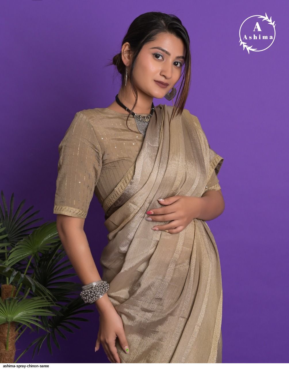 ASHIMA SPRAY CHINON saree