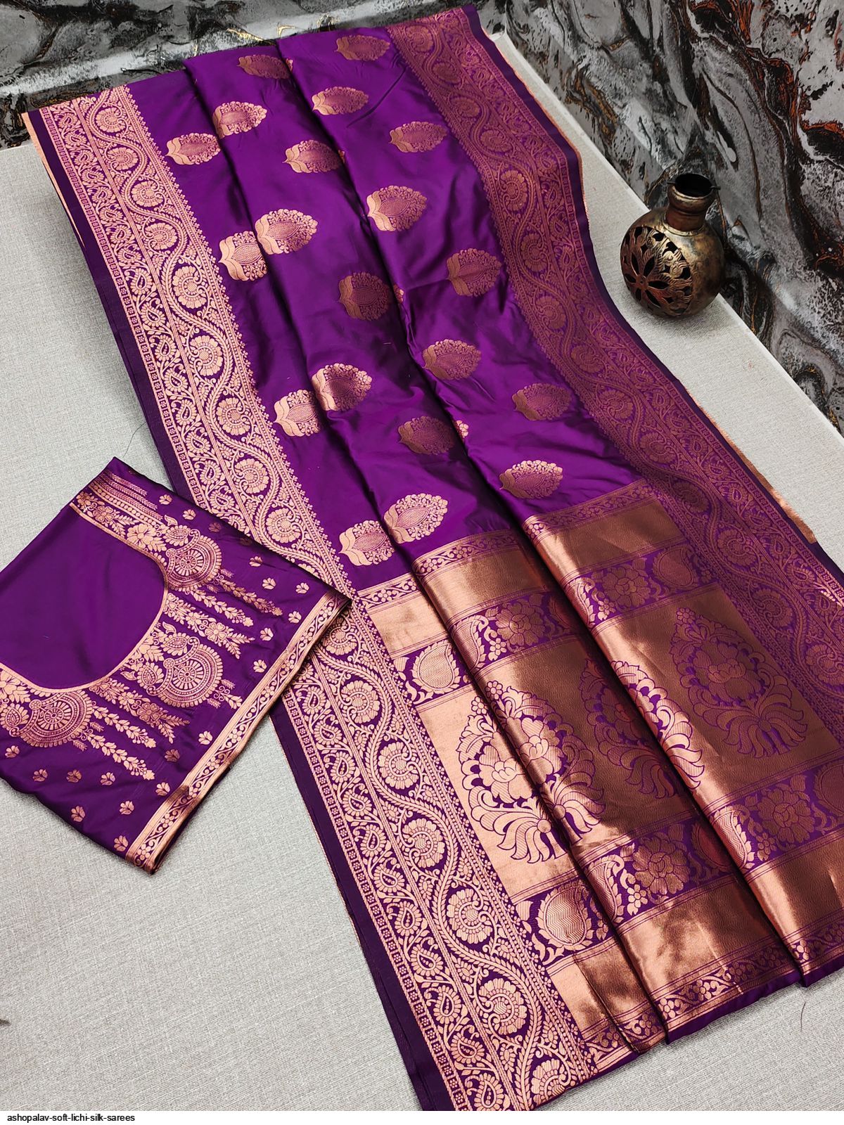 ASHOPALAV SOFT LICHI SILK SAREES D