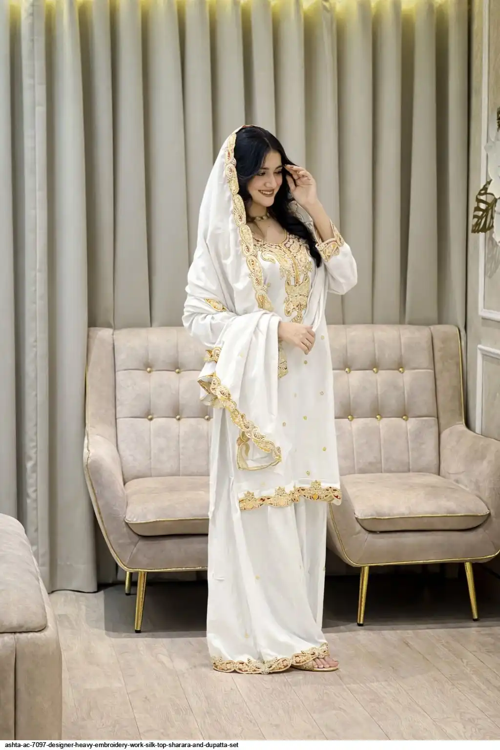 ASHTA AC 7097 DESIGNER HEAVY EMBROIDERY WORK SILK TOP SHARARA AND DUPATTA SET B