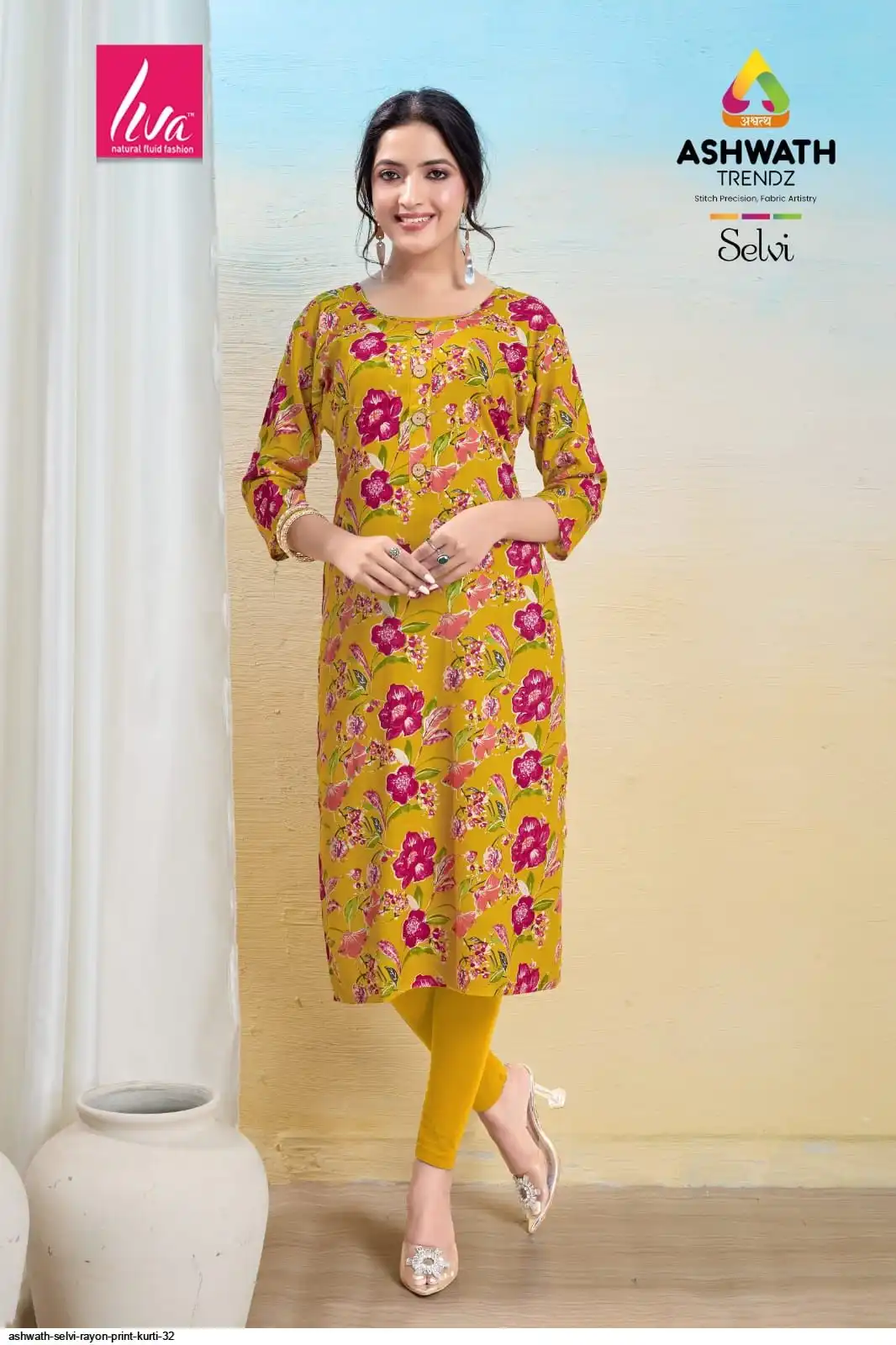 ASHWATH SELVI RAYON PRINT KURTI 32