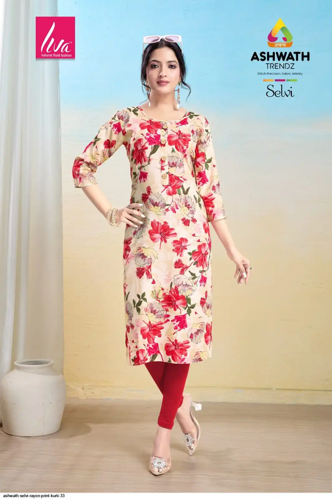ASHWATH SELVI RAYON PRINT KURTI 33