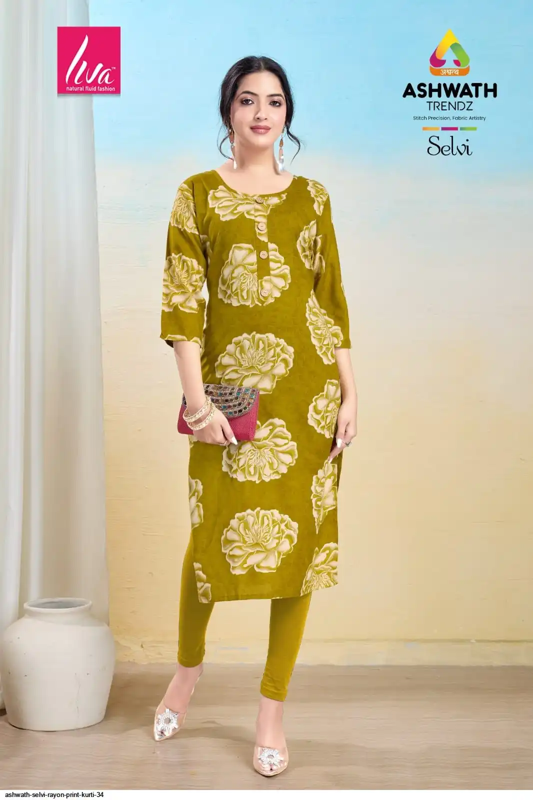 ASHWATH SELVI RAYON PRINT KURTI 34