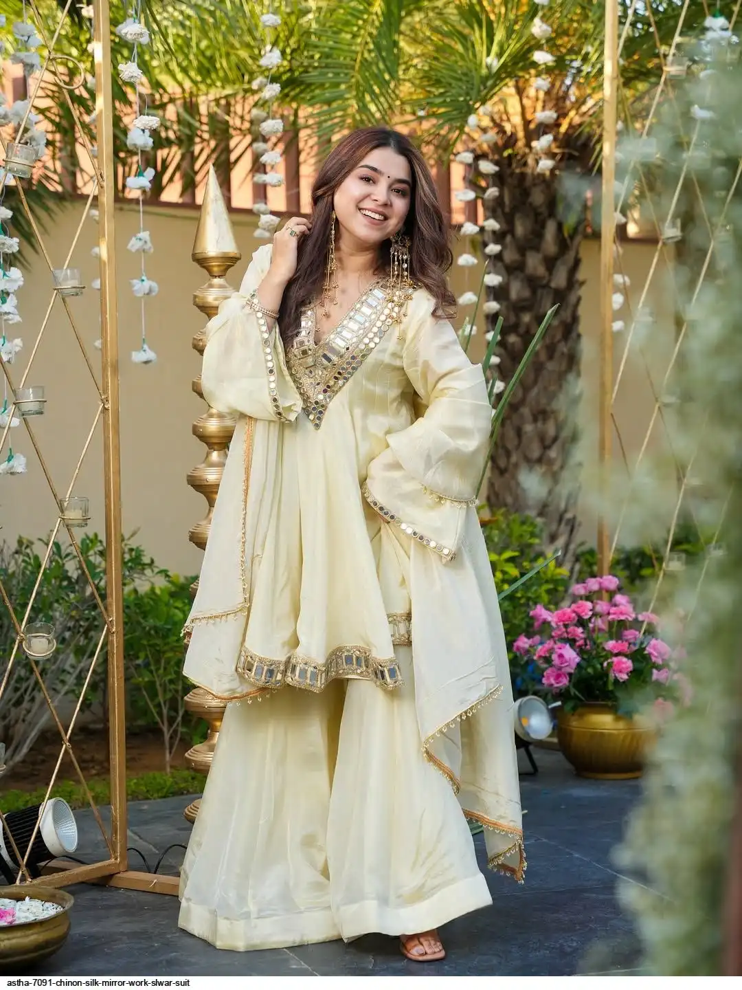 ASTHA 7091 CHINON SILK MIRROR WORK SLWAR SUIT A
