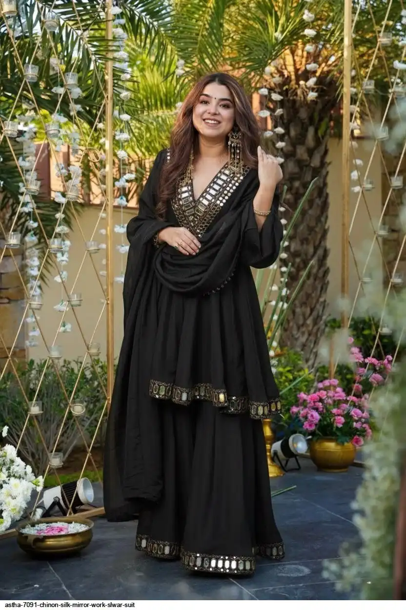 ASTHA 7091 CHINON SILK MIRROR WORK SLWAR SUIT B