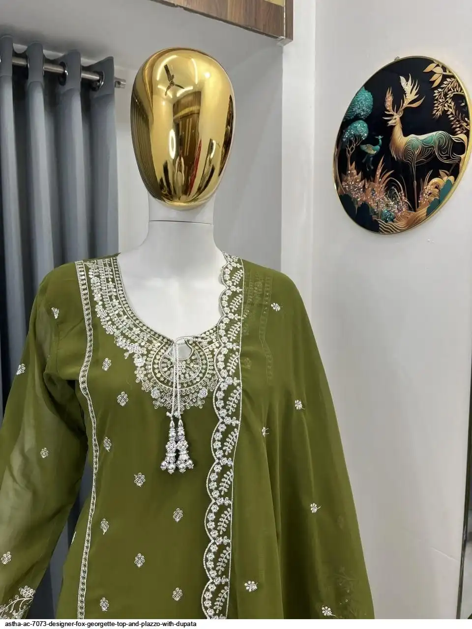 ASTHA AC 7073 DESIGNER FOX GEORGETTE TOP AND PLAZZO WITH DUPATA E