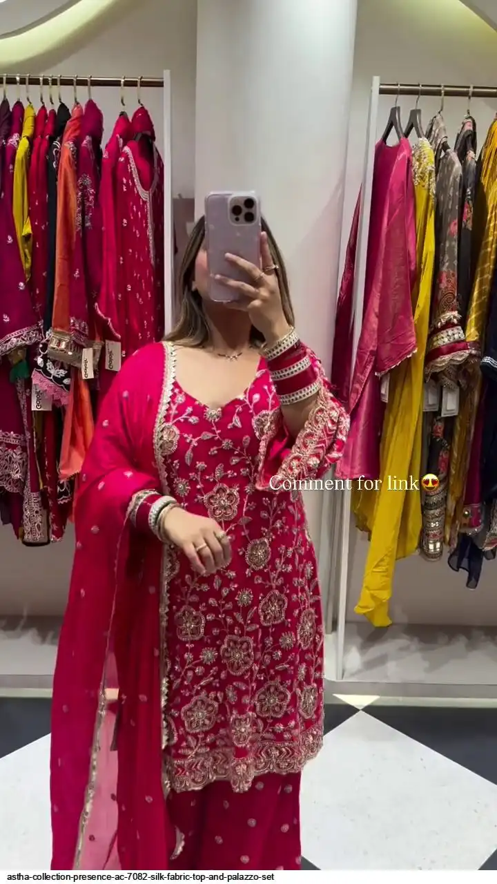 ASTHA COLLECTION PRESENCE AC 7082 SILK FABRIC TOP AND PALAZZO SET B