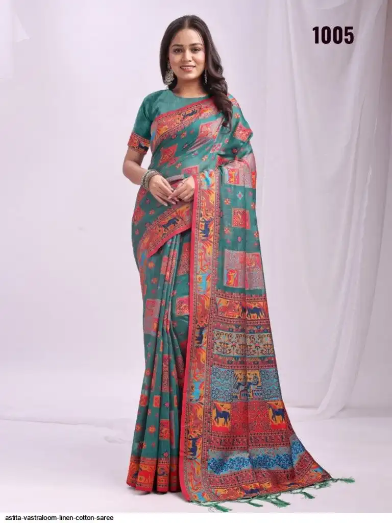 ASTITA VASTRALOOM LINEN COTTON SAREE F