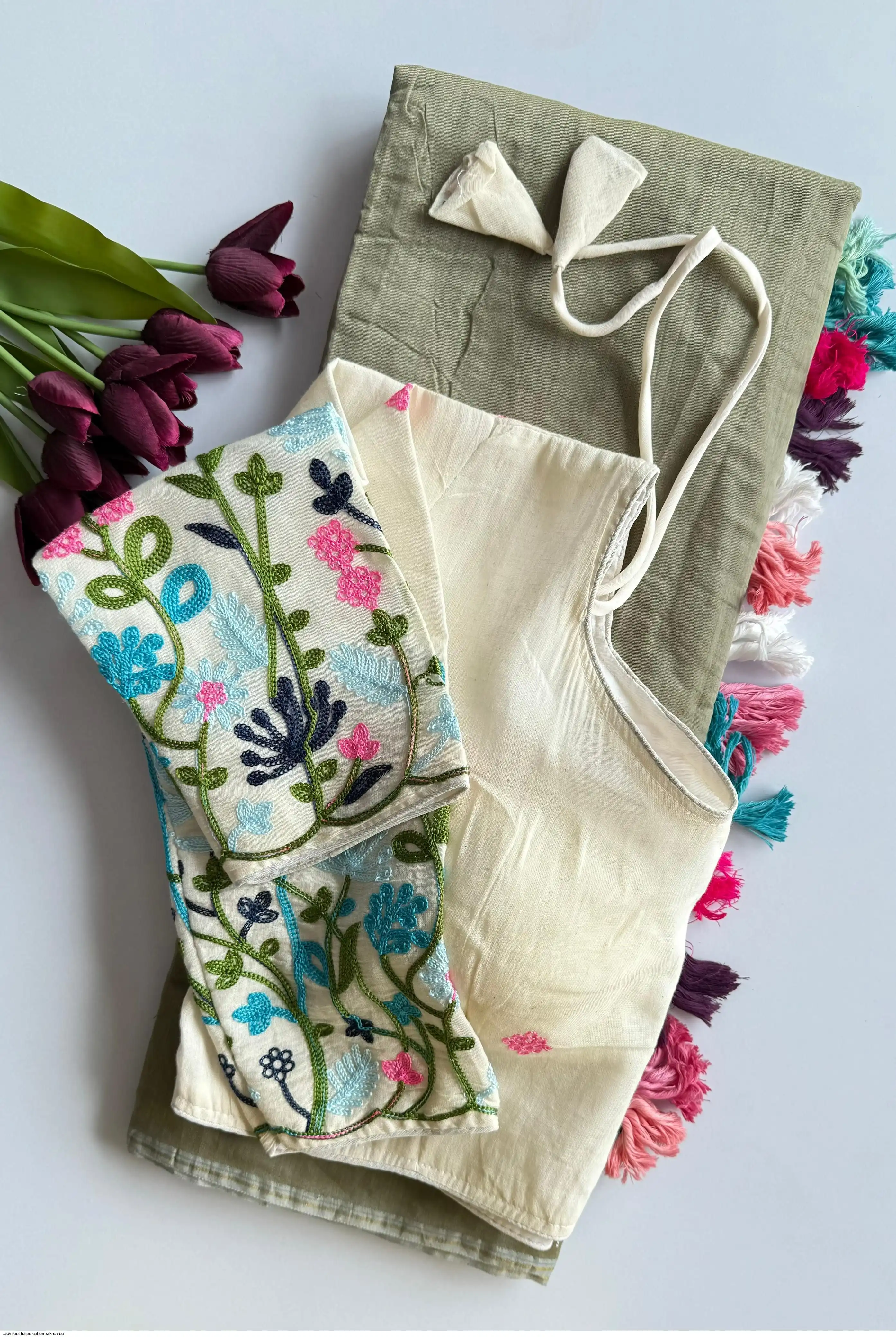 ASVI REET TULIPS COTTON SILK SAREE 12