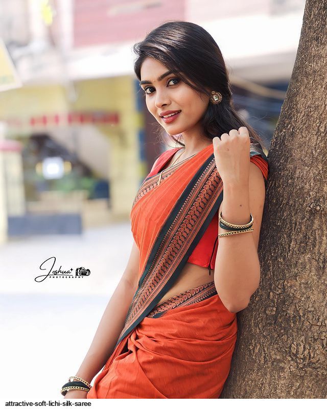 ATTRACTIVE SOFT LICHI SILK SAREE