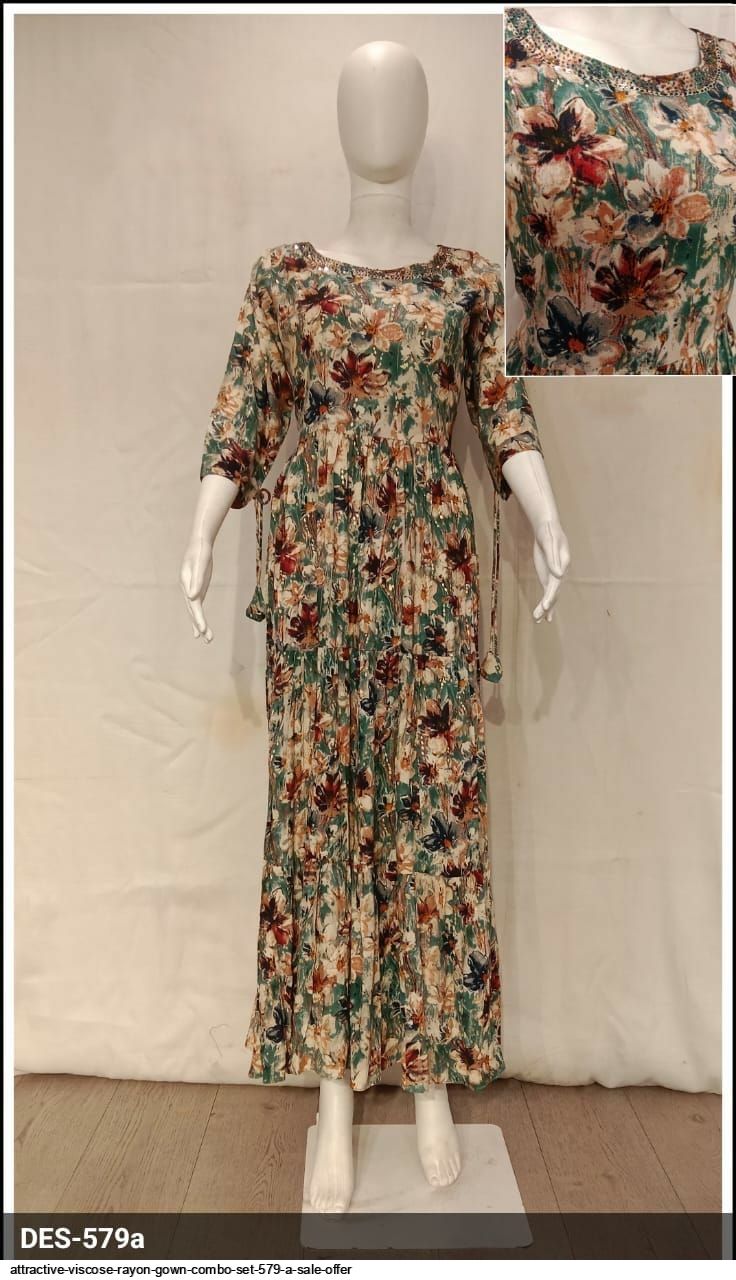 ATTRACTIVE VISCOSE RAYON GOWN COMBO SET 579 A SALE OFFER