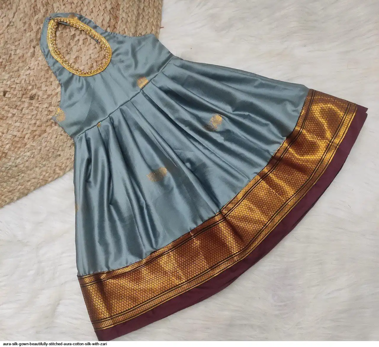 AURA SILK GOWN BEAUTIFULLY STITCHED AURA COTTON SILK WITH ZARI 3