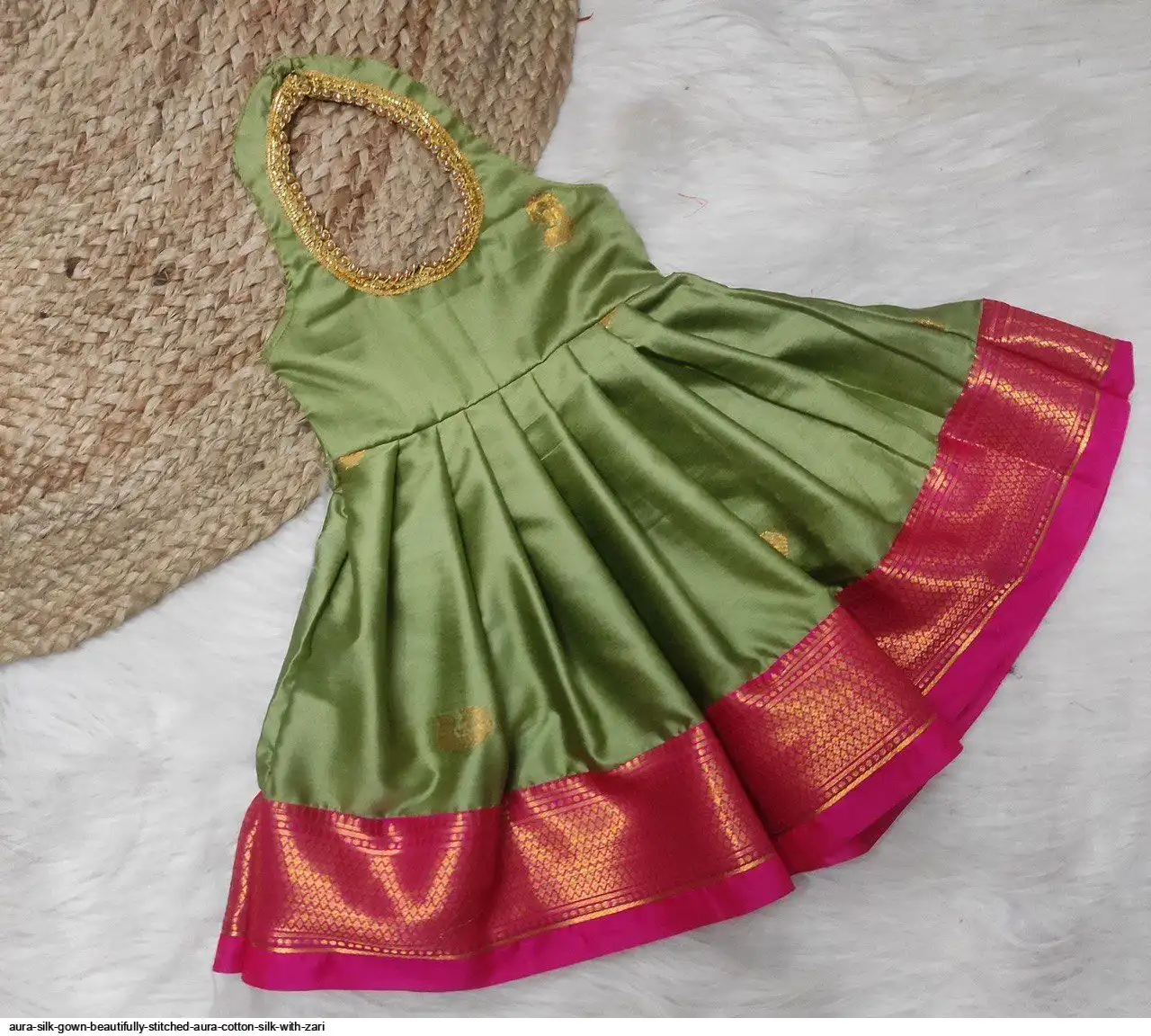 AURA SILK GOWN BEAUTIFULLY STITCHED AURA COTTON SILK WITH ZARI 4