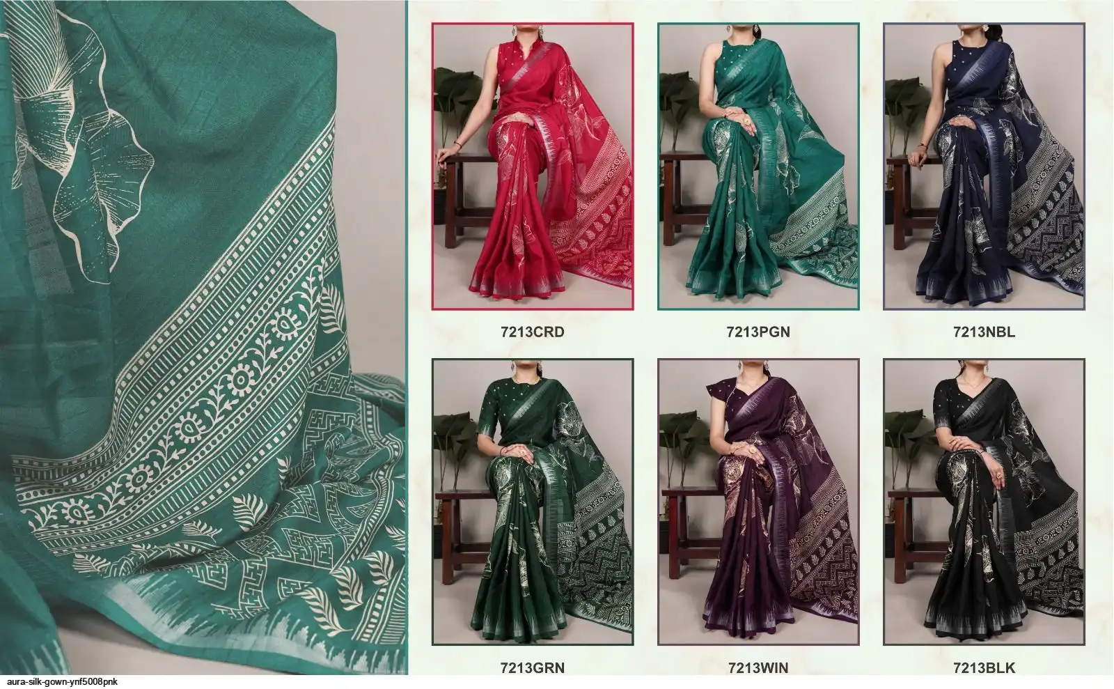 SLUB SILK FLORAL PRINTED SAREE COLLECTION