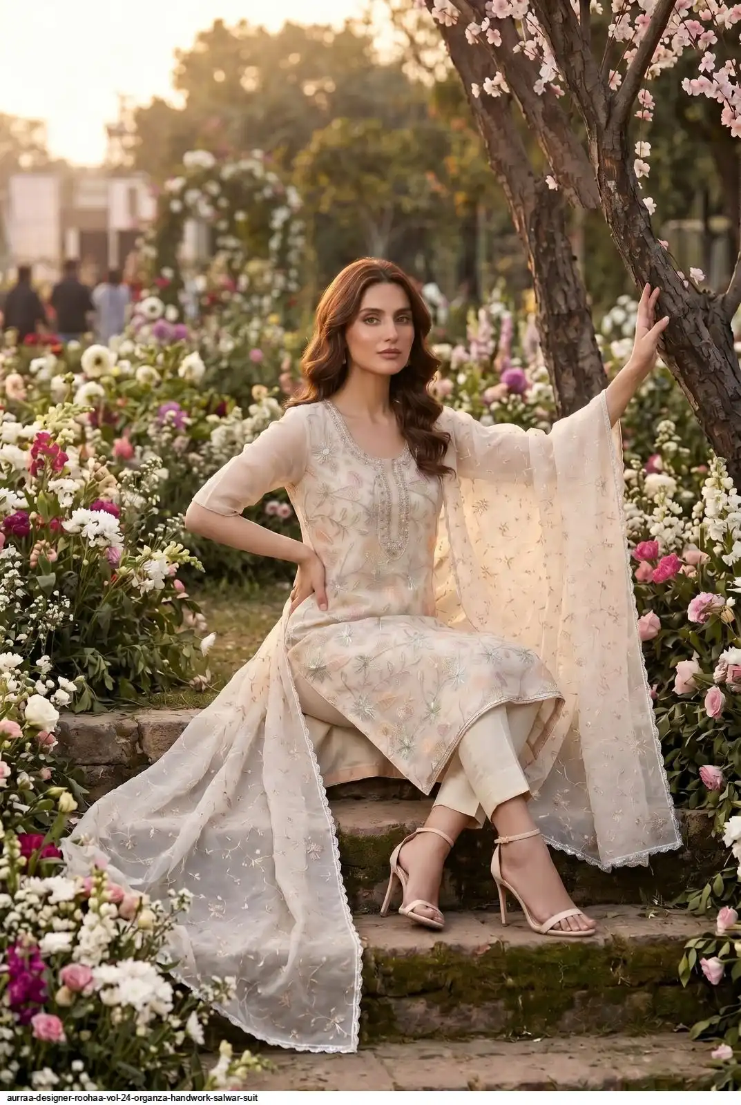 AURRAA DESIGNER ROOHAA VOL 24 ORGANZA HANDWORK SALWAR SUIT C