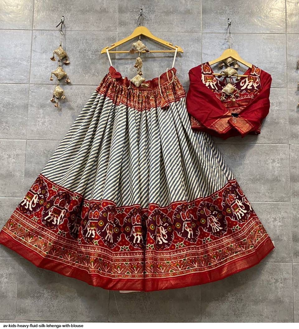 AV KIDS HEAVY FLUID SILK LEHENGA WITH BLOUSE