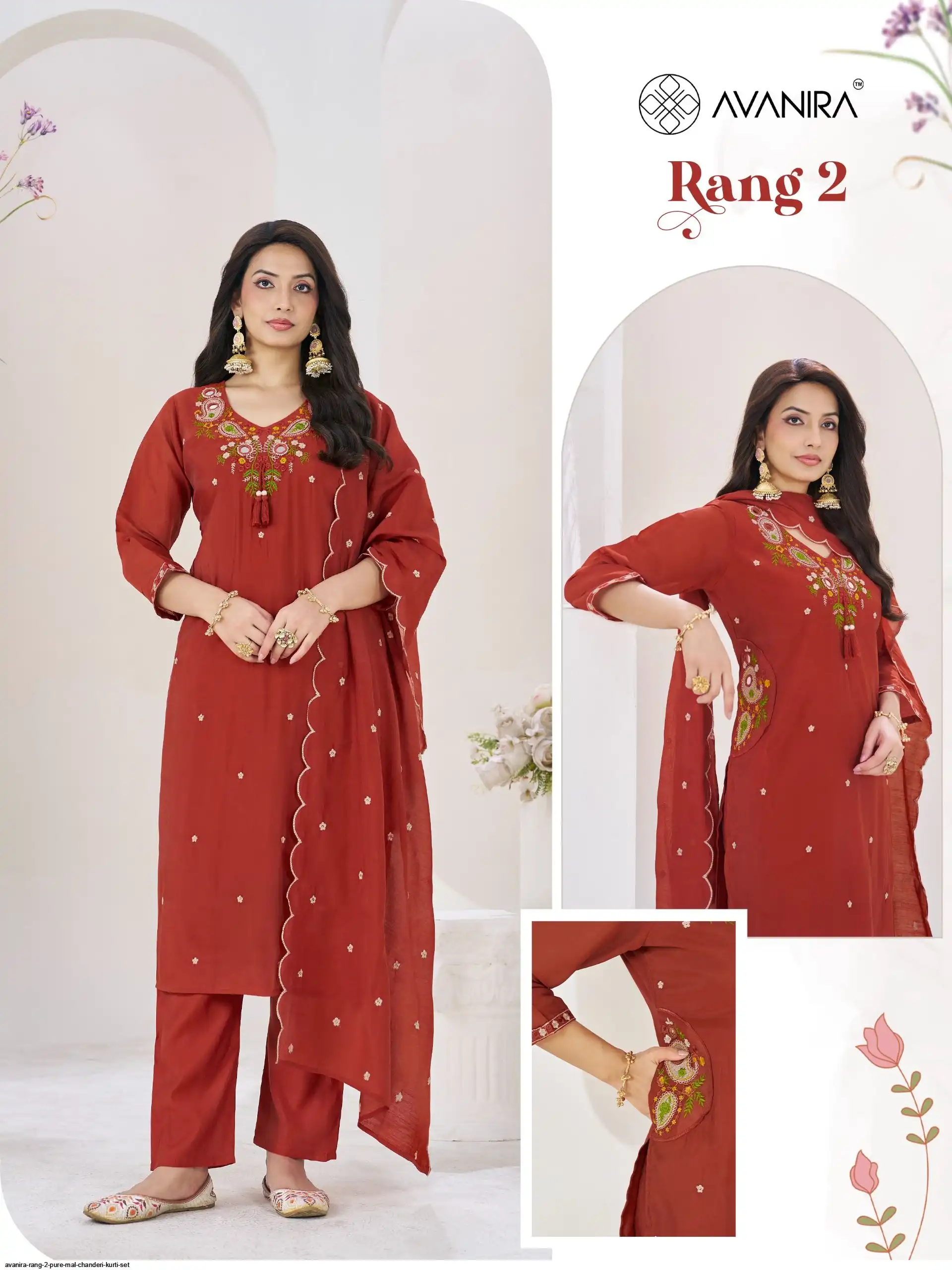 AVANIRA RANG 2 PURE MAL CHANDERI KURTI SET C