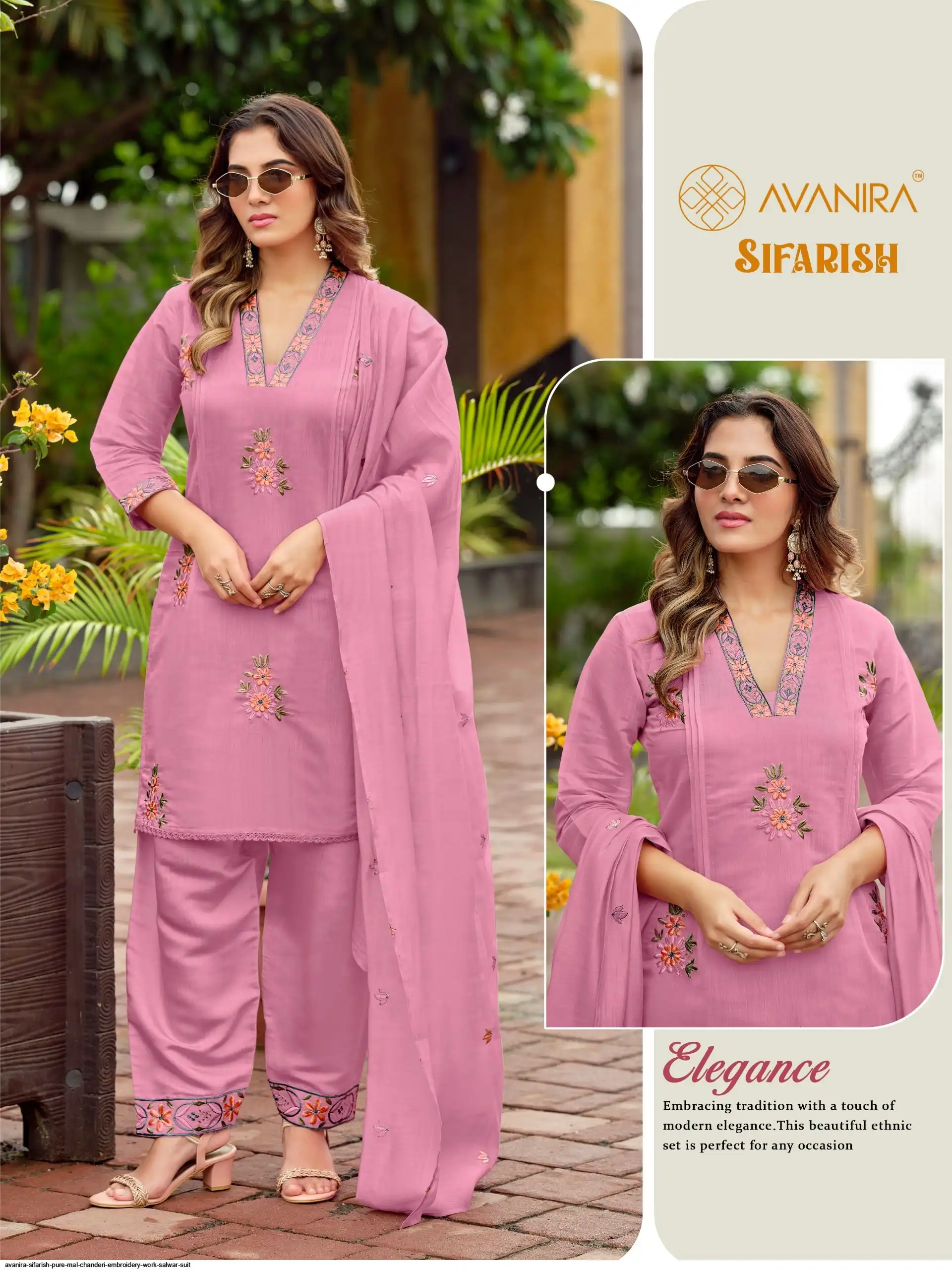 AVANIRA SIFARISH PURE MAL CHANDERI EMBROIDERY WORK SALWAR SUIT 101