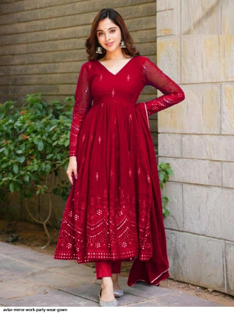 mirror work party wear dresses AVTAR Mirror Work Party Wear GOWN