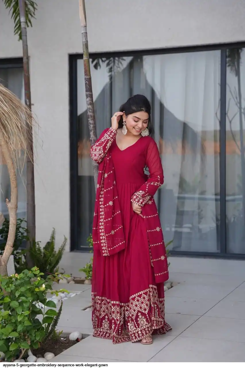 AYYANA 5 GEORGETTE EMBROIDERY SEQUENCE WORK ELEGANT GOWN A