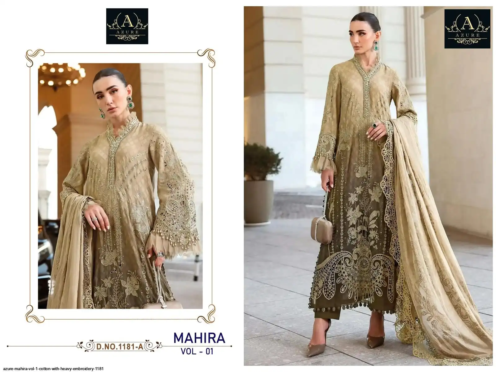 AZURE MAHIRA VOL 1 COTTON WITH HEAVY EMBROIDERY 1181 A
