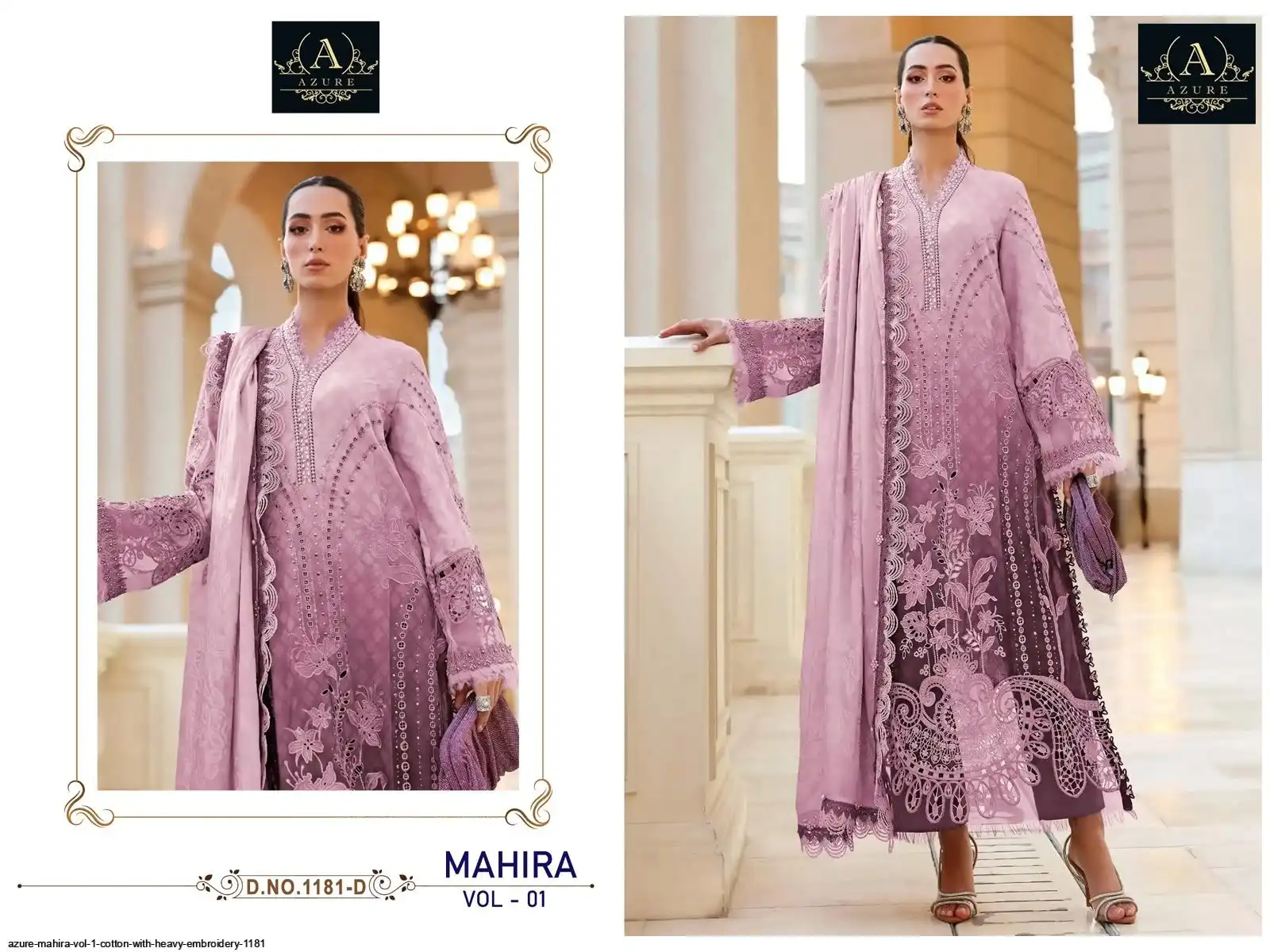 AZURE MAHIRA VOL 1 COTTON WITH HEAVY EMBROIDERY 1181 D